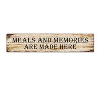 Vintage Retro Style French Poster Meals and Memories are Made Here Retro Metal Tin Sign Vintage Sign for Home Coffee Wall Decor 4x16 Inch