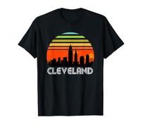 Vintage Retro Sunset Downtown Cleveland Skyline Ohio Value Graphic T-Shirt