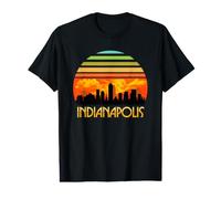 Vintage Retro Sunset Downtown Indianapolis Indiana Skyline Value Graphic T-Shirt
