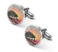 Vintage Retro Sunset Hedgehog Cute Shirt Cufflinks for Men Long Sleeve Suit Metal Cuff Links Jewelry Accessories