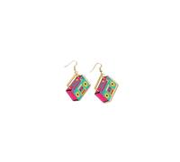Vintage Retro Throwback Fun 1980's BoomBox Cassette Tape Acrylic Dangle Earrings Super Cute Earrings for Women, For Halloween, 80's Parties, Fundraiser Events, Social Events, Gag Gift and More