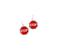 Vintage Retro Throwback Fun RED STOP SIGN Drop Dangle Earrings Super Cute Earrings for Women Halloween, Sports Game Day, Fundraiser Events, Social Events, Gag Gift and More