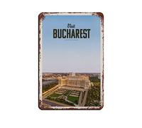 Vintage Retro Travel Visit Bucharest Tin Sign Vintage Metal Pub Club Cafe Bar Home Wall Art Decoration Poster Retro Style 20x30cm