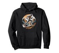 Vintage Retro Ultra Runner Badge Style Mountain Peak Trail Pullover Hoodie