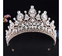Vintage Rhinestone Bridal Large Crystal Crown Wedding Headdress Wedding Party Accessories Pageant Queen Tiaras Gold White