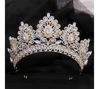 Vintage Rhinestone Bridal Tiaras Crown Wedding Hair Accessories Crystal Pageant Tiaras Queen Diadem Gold Blue Opal