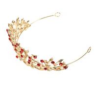 Vintage Rhinestone Crown Headband for Women Wedding Hair Accessory | Red Zinc Alloy, Photo-ready Styling for Bridal Photoshoots, Proms, Veils and Bouquet Portraits