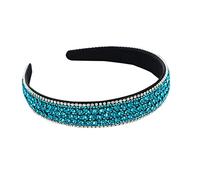 Vintage Rhinestone Crystal Headbands Sparkle Diamond Headband Alice Band Velvet Padded Wide Hairbands Party Wedding Headpiece Hair Accessories for Women (1CryBlueColor)