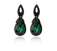 Vintage Rhinestone Dangle Earrings for Women Girls Dark Green Teardrop Crystal Drop Statement Huggie Studs Retro Boho Earring Luxury Birthday Halloween Party Jewelry