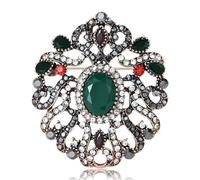 Vintage Rhinestone Flower Brooch Corsage, Ancient Red Copper - Red