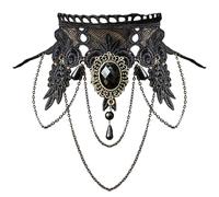 Vintage Rhinestone Gothic Lace Choker - Lolita Fashion Statement Necklace