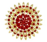 Vintage Rhinestone Round Flower Brooch Pin for Women,Sparkling Floral Lapel Pins Fashion Crystal Cluster Brooches Elegant Dress Accessories Christmas Wedding Jewelry, L, Fabric, no gemstone