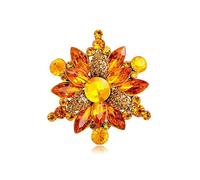 Vintage Rhinestone Sunflower Brooch Pin Stylish Crystal Flower Shape Brooch Pin Elegant Clothing Hat Bag Accessories Jewerly for Women, Metal, no gemstone