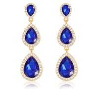 Vintage Rhinestone Teardrop Dangle Earrings Long Dangling Drop Earrings Crystal Chandelier Earrings for Women Wedding Bridal Prom, L, Rhinestone Stainless Steel, Rhinestone