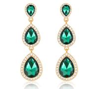 Vintage Rhinestone Teardrop Dangle Earrings Long Dangling Drop Earrings Crystal Chandelier Earrings for Women Wedding Bridal Prom, L, Rhinestone Stainless Steel, Rhinestone
