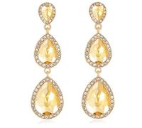 Vintage Rhinestone Teardrop Dangle Earrings Long Dangling Drop Earrings Crystal Chandelier Earrings for Women Wedding Bridal Prom, L, Rhinestone Stainless Steel, Rhinestone