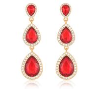 Vintage Rhinestone Teardrop Dangle Earrings Long Dangling Drop Earrings Crystal Chandelier Earrings for Women Wedding Bridal Prom, L, Rhinestone Stainless Steel, Rhinestone