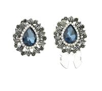 Vintage Rhinestone Teardrop-Shaped Flower Button Covers & Cufflinks Set - Snap-On Jewelry Clips for Shirts, Tuxedos, Dresses Wedding, Party, Formal Events Gift, XL, Brass, rhinestone