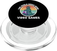 Vintage Rhino The World Needs More Video Games Lover PopSockets PopGrip for MagSafe