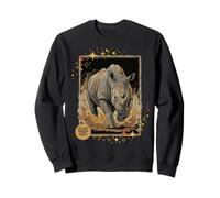 Vintage Rhinoceros Charging Earth Tone Wildlife Nature Art Sweatshirt