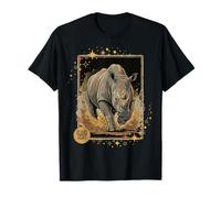 Vintage Rhinoceros Charging Earth Tone Wildlife Nature Art T-Shirt