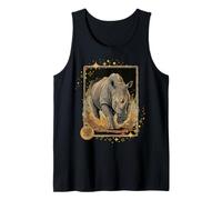 Vintage Rhinoceros Charging Earth Tone Wildlife Nature Art Tank Top