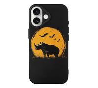 Vintage Rhinoceros Rhino Bats Moon Case Compatible with iPhone 17/17 Air/17 Pro/17 Pro Max TPU Protective Cover Anti-Scratch