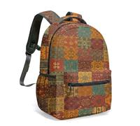 Vintage Rhombus Rose Backpack, All-over Print Geometric Floral Daypack for Kids Teens, Retro Patchwork 16 Inch School Bag (04)