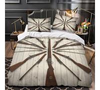 Vintage Rifles Duvet Cover 3D Design Printed Durable 3 Pieces Bedding Set Zipper historical Military Quilt Cover Premium Washable for Adults Kids Women Teens Youth Girls Boys Super king（260x220cm）