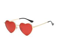 Vintage Rimless Love Heart Sunglasses - Metal Frame for Women Men Trendy Frameless Red Pink Heart Shaped Glasses Party Funky