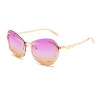 Vintage Rimless Metal Sunglasses For Women Men Trendy Fashion Sun Glasses Street Photography Party Shades Uv400 (Gold Purple Yellow,One Size)