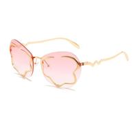 Vintage Rimless Metal Sunglasses For Women Men Trendy Fashion Sun Glasses Street Photography Party Shades Uv400 (Gold Gradient Pink,One Size)