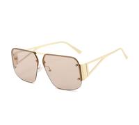 Vintage Rimless Women Sunglasses 2024 New Trending Punk Candy Color Sun Glasses Female Shades UV400 Gradient Eyewear(Color:Brown)