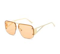 Vintage Rimless Women Sunglasses 2024 New Trending Punk Candy Color Sun Glasses Female Shades UV400 Gradient Eyewear(Color:Beige)