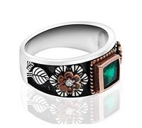 Vintage ring 925 Silver Rose Gold Men's Ring Style Setting Clear Cubic Zircon Punk Finger Ring, Men's Fashion Jewelry