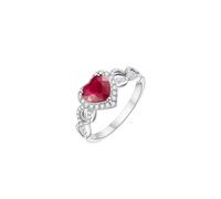 Vintage Ring Set, Rings for Me Hollow Infinity with Heart Shape Ruby 1.1Ct and Diamond 9K White Gold Size J 1/2