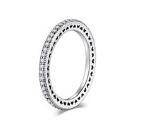 Vintage Rings Aesthetic, The Wedding Ring 14K White Gold Vintage Hollow Heart with Round Moissanite Size I 1/2