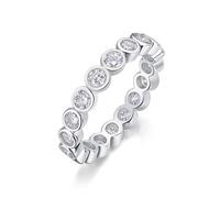 Vintage Rings Engagement, Womens Rings Love 3mm Round Moissanite Ring Silver Platinum Size U 1/2