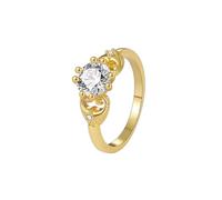 Vintage Rings for Women, Pretty Rings for Women Gold Elegant with Round Shape Moissanite 18K Yellow Gold Size L 1/2