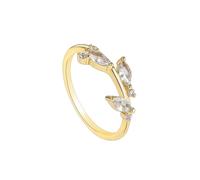 Vintage Rings Gold Plated, Bohemian Rings Delicate with Marquise Shape Moissanite 9K Yellow Gold Size H 1/2