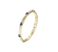 Vintage Rings Set for Women, Beautiful Gift for Women Round with Blue Lab Created Sapphire 9K Yellow Gold Size V 1/2