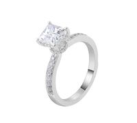 Vintage Rings, The Wedding Ring with 4 Claws Square Moissanite 2Ct 9K White Gold Size S 1/2