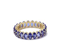 Vintage Rings, Western Ring Eternity with Oval Shape Lab Created Red Sapphire 18K Yellow Gold Size N 1/2