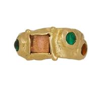 Vintage Rings with Multicolor Rhinestones and Unique Gold Color Metal Designs Finger Adornment Multicolor Stone