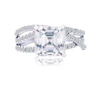 Vintage Rings Women, Promise Ring to Self Infinity with Asscher Moissanite 18K White Gold Size Q 1/2