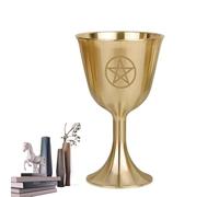 Vintage Ritual Chalice - Copper Pentagram Goblet, Portable Pentacle Symbol Design | Multipurpose Lightweight Altar Wine Cup for Prayer Anointing Ceremony Spiritual Worship Decorative Display