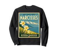 Vintage Riviera Vaudoise Narcissus Swiss Travel Sweatshirt