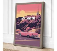 Vintage Road to Hollywood Canvas Wall Art Print 24x16 Inch