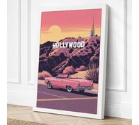 Vintage Road to Hollywood Canvas Wall Art Print 30x20 Inch