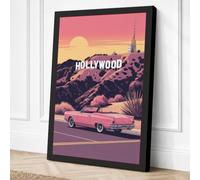 Vintage Road to Hollywood Canvas Wall Art Print 30x20 Inch (76 x 51 cm)